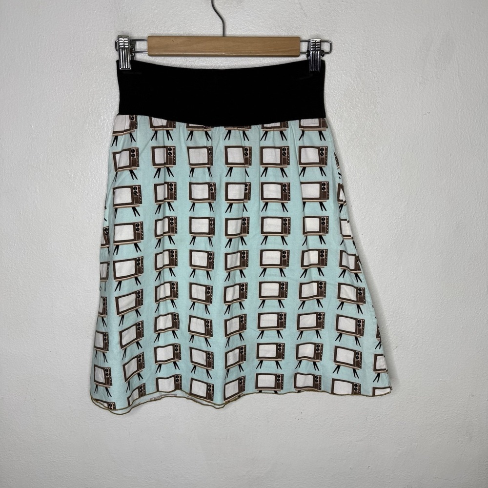 Vintage Luna Karina Potestio Retro TV Skirt Rockabilly‎ Novelty Womens XS